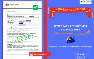 SUCCESSFUL SUBMISSION OF TEMPORARY ACTIVITY VISA (subclass 408)