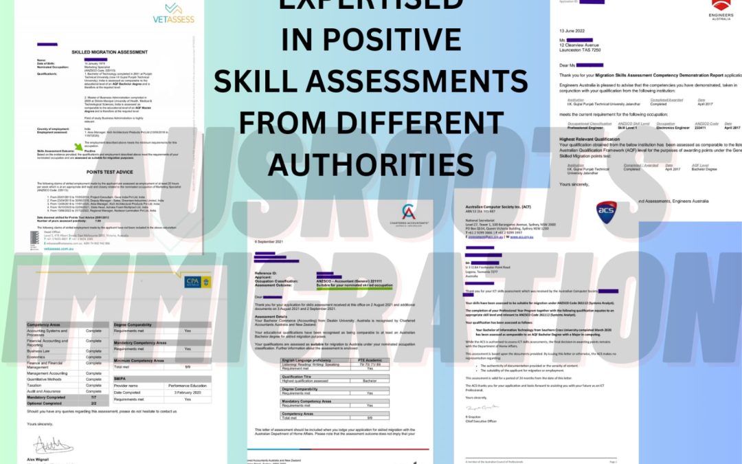 POSITIVE SKILL ASSESSMENTS FROM DIFFERENT AUTHORITIES OF AUSTRALIA 