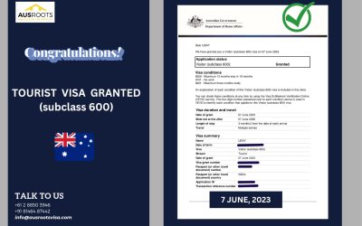 TOURIST VISA GRANTED AUSTRALIA (subclass 600)