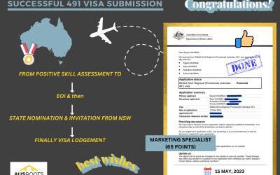 VISA LODGEMENT FOR MARKETING SPECIALIST 491