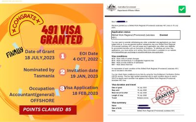 AUSTRALIA 491 VISA GRANT TO ACCOUNTANT(offshore) AT 85 POINTS