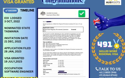 AUSTRALIA 491 VISA GRANT TO SOFTWARE ENGINEER AT 75 POINTS