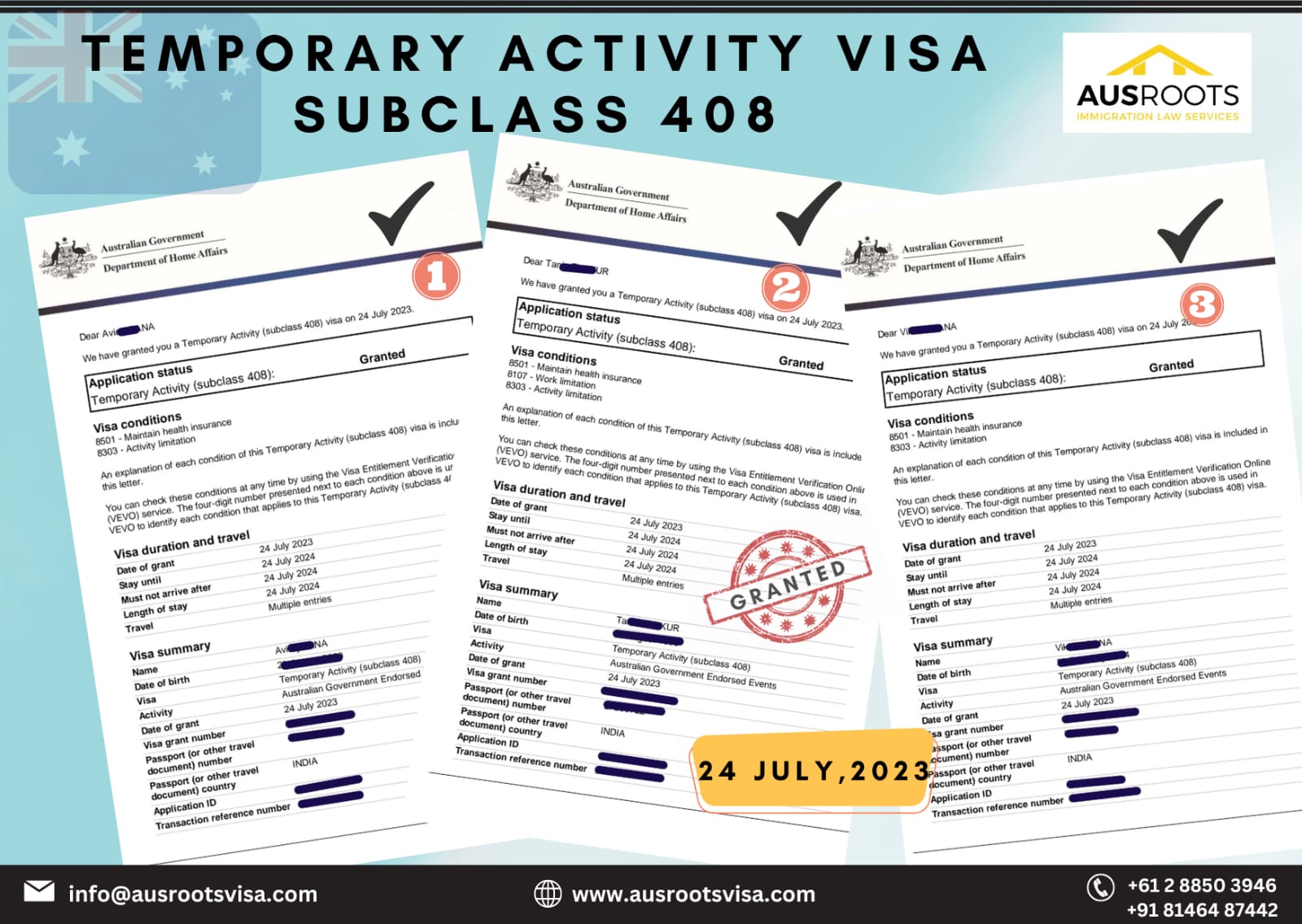 TEMPORARY ACTIVITY VISA GRANT AUSTRALIA SUBCLASS 408 Ausroots VISA TEMPORARY ACTIVITY VISA GRANT AUSTRALIA SUBCLASS 408 Ausroots VISA