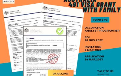 AUSTRALIA 491 VISA GRANT WITH FAMILY TO ANALYST PROGRAMMER AT 70 POINTS