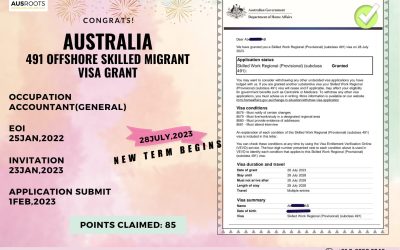 AUSTRALIA 491 OFFSHORE SKILLED MIGRANT VISA GRANT TO ACCOUNTANT