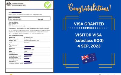 VISITOR VISA GRANT AUSTRALIA ( SUBCLASS 600)