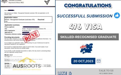 SUCCESSFULL SUBMISSION SKILLED-RECOGNISED GRADUATE (subclass 476) VISA AUSTRALIA