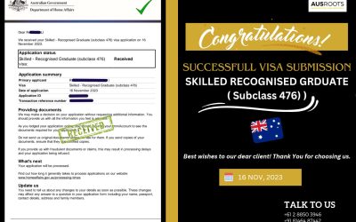 SUCCESSFULL SUBMISSION SKILLED-RECOGNISED GRADUATE VISA SUBCLASS 476