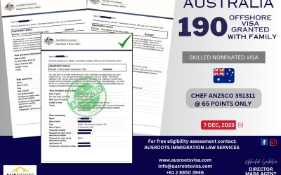 SKILLED NOMINATED SUBCLASS 190 OFFSHORE VISA GRANTED