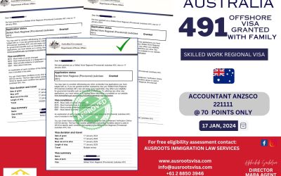 SKILLED WORK REGIONAL SUBCLASS 491 OFFSHORE VISA GRANT FOR ACCOUNTANT