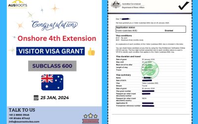 APPROVAL OF APPLICANT’S 4TH EXTENSION ONSHORE TOURIST VISA (SUBCLASS 600) AUSTRALIA