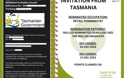 INVITE FROM TASMANIA FOR SKILLED NOMINATED (SUBCLASS 190) VISA ( TAS SKILLED GRADUATE)