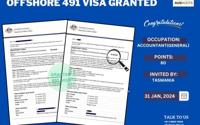 SKILLED WORK REGIONAL(SUBCLASS 491) VISA GRANTED TO OFFSHORE ACCOUNTANT AT 80 POINTS