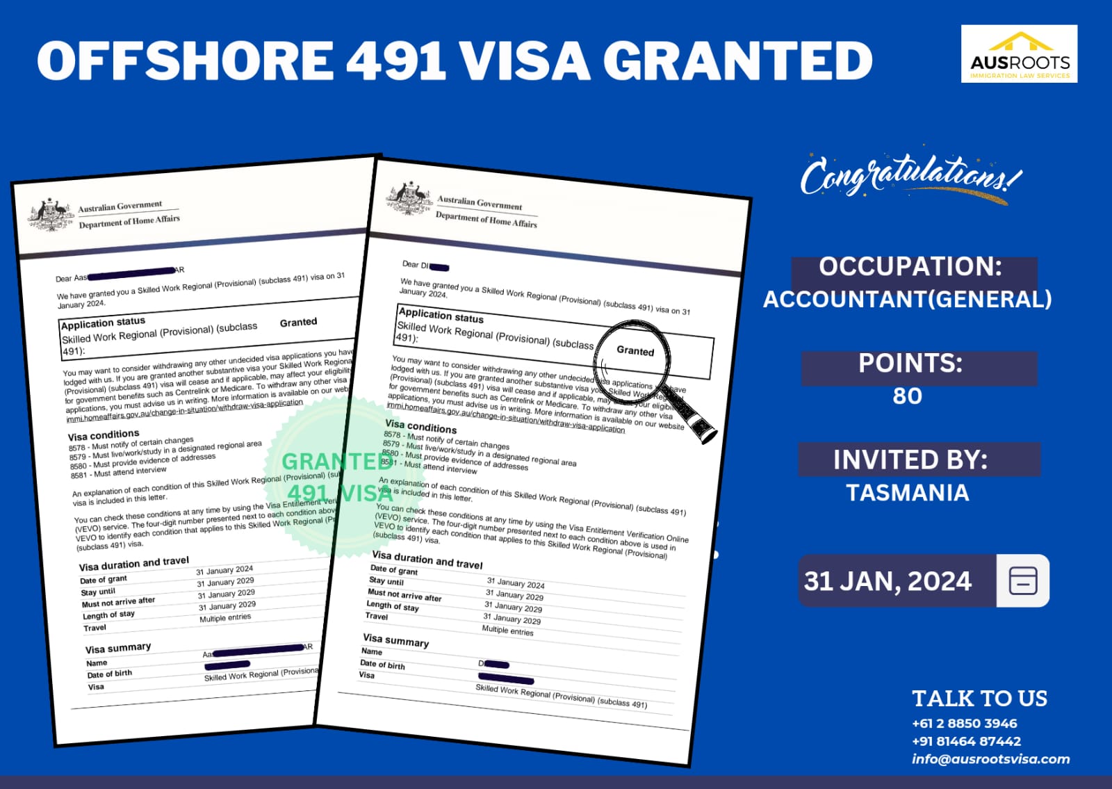 SKILLED WORK REGIONAL(SUBCLASS 491) VISA GRANTED TO OFFSHORE ACCOUNTANT ...