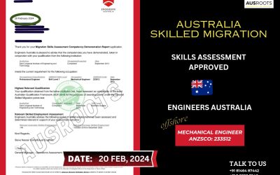 SKILLS ASSESSMENT APPROVAL FOR OFFSHORE MECHANICAL ENGINEER FROM ENGINEERS AUSTRALIA