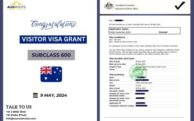 AUSTRALIA VISITOR VISA (SUBCLASS 600) GRANT