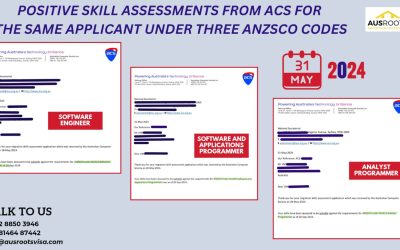 POSITIVE SKILL ASSESSMENT ON 31 MAY, 2024 FROM ACS FOR SAME APPLICANT UNDER THREE ANZSCO CODES
