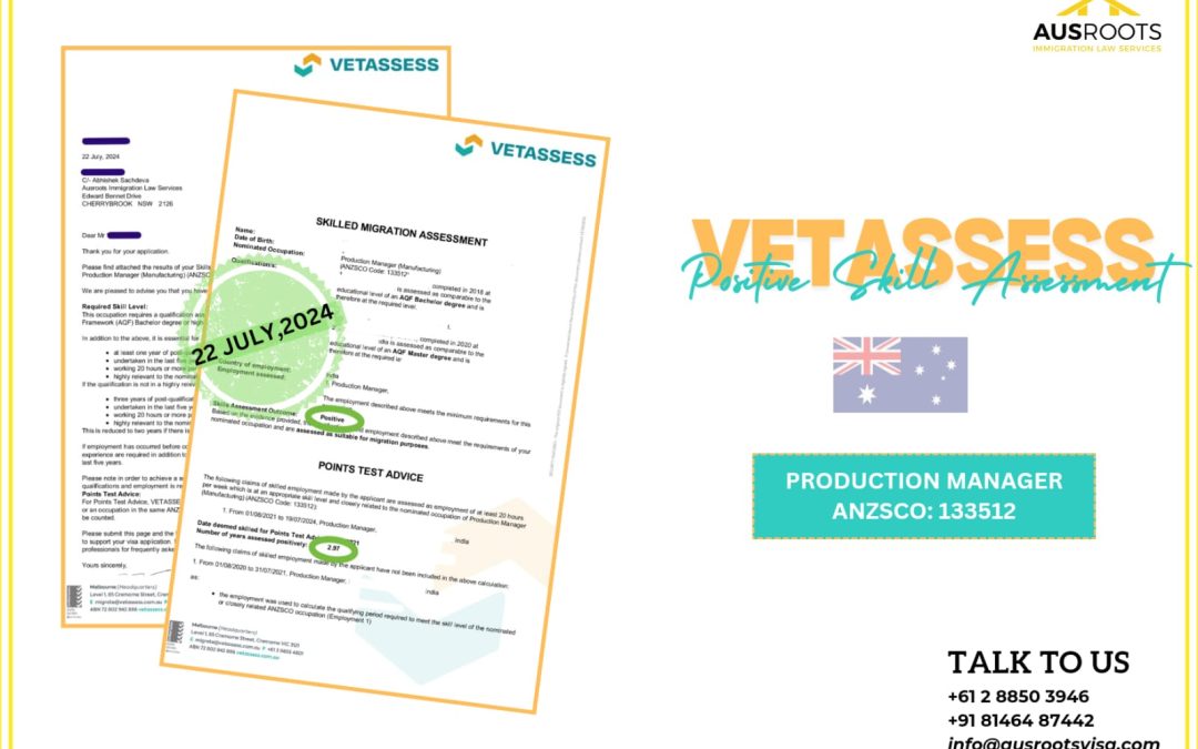 POSITIVE VETASSESS FOR PRODUCTION MANAGER (OFFSHORE) ON JULY 22, 2024