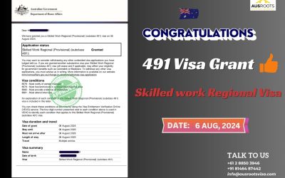 SKILLED WORK REGIONAL (SUBCLASS 491) VISA GRANT – 6 AUG, 2024