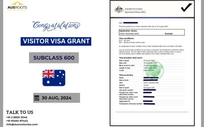 VISITOR VISA (SUBCLASS 600) GRANT – 30 AUG, 2024