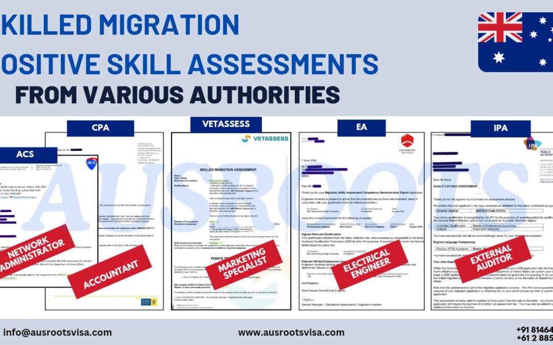 SKILLED MIGRATION – APPROVED SKILL ASSESSMENTS FROM VARIOUS ASSESSING AUTHORITIES