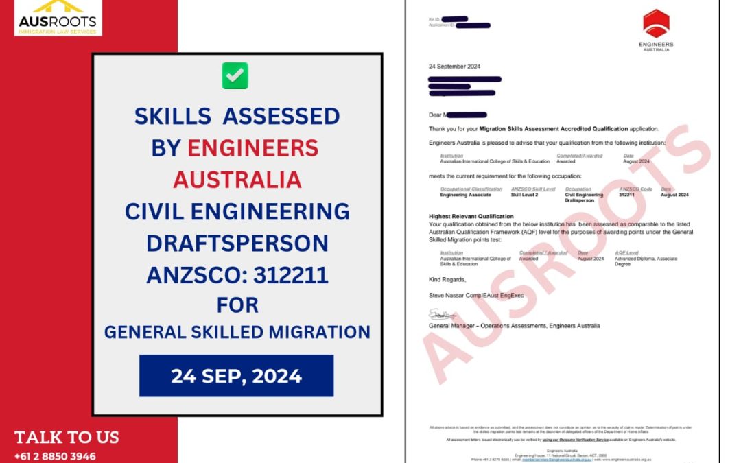 APPROVED SKILL ASSESSMENT FROM ENGINEERS AUSTRALIA- 24 SEP, 2024