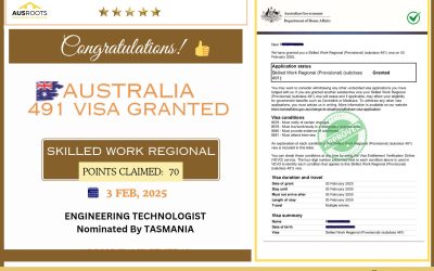 SKILLED WORK REGIONAL (SUBCLASS 491) VISA GRANT – 3 FEB, 2025